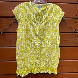 Cap Sleeve Top, Chartreuse (Yellow Green), Ruffle, Large, by Izod